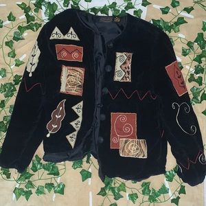 Vintage Leaf Embroidered Cardigan